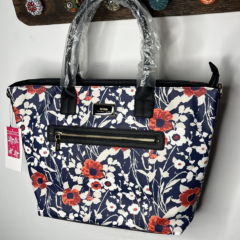 Trina Turk Floral Women's Tote Bag Large 18” x 13” Jardin De Paris